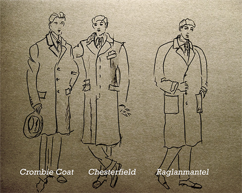 Verschiedene Herrenmantel-Variationen