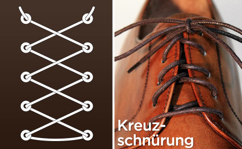 Schuhe binden: Kreuzschnürung